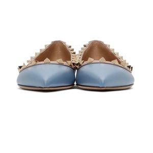 Blue & nude Valentino Garavani Rockstud Ballerina